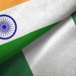 Nigeria and India flag together realtions textile cloth fabric texture