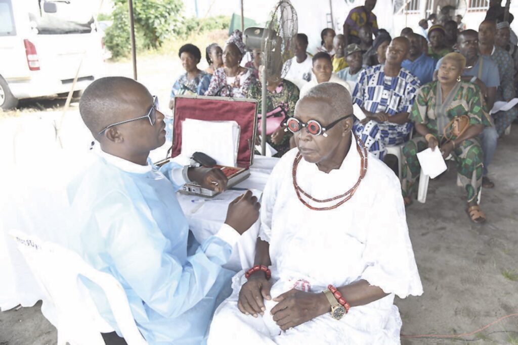 •A beneficiary undergoing eye examination