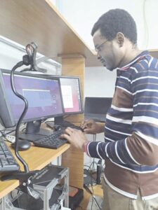 •Okoh at the Space Environment Research Laboratory, NASRDA, Abuja