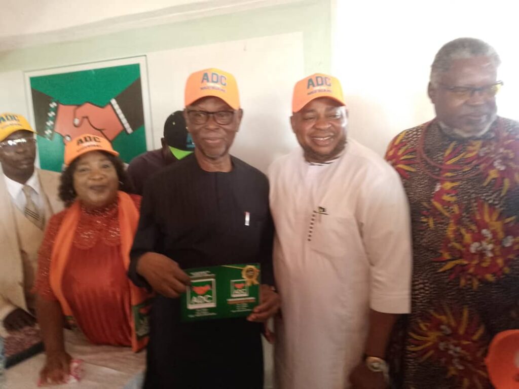 Oyegun blames APC for nation’s rising insecurity, hunger, gets ADC card in Edo