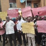 Chairman, NAPPMED Liberation Zone, Mr. Osita Nwajide, speaking during the rally organised by the organisation in Lagos