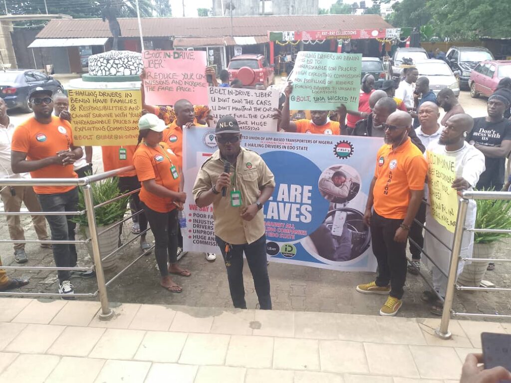 E-hailing drivers protest exploitative conditions in Benin City