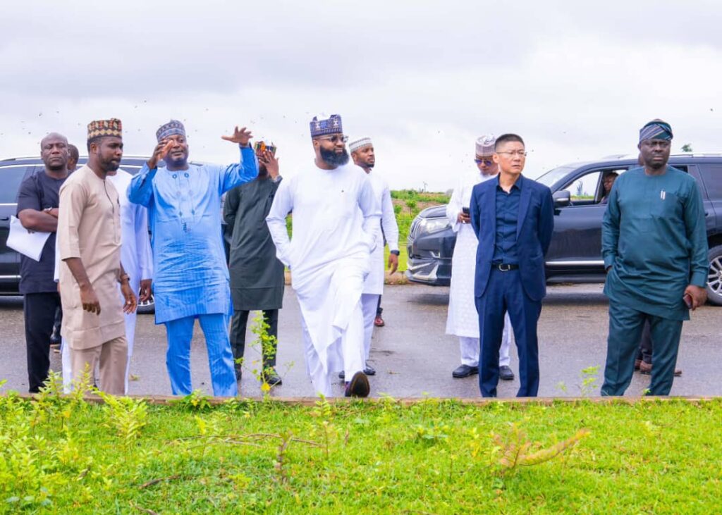 L-R: the Acting Managing Director, Abuja Technology Village Free Zone Company, Mr. Isa Yusuf Shafeek; Special Assistant on Inter-Governmental Affairs to the NASENI EVC, Dr. Dahiru Mohammed; Executive Vice Chairman and Chief Executive Officer of NASENI, Mr. Khalil Suleiman Halilu; Director of New Energy Department, Haier Global Business Cooperation; and Director, Information, New Media and Protocol, NASENI, Mr. Olusegun Ayeoyenikan during a site inspection at the Abuja Technology Village on Tuesday July 1, 2025