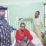 Governor Mutfwang visits to those injured receiving treatment at the General Hospital Mangu