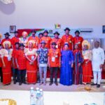 His Excellency, the Deputy Governor of Bayelsa State, Senator Lawrence Ewhrudjakpo (middle), with Study Team Members of NIPSS shortly after dinner at Golden Tulip, Yenagoa, at the weekend.