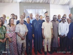 NIS Director General, Comrade Philip Shaibu with members of the NIS Advisory Committee at their inauguration yesterday in Lagos.