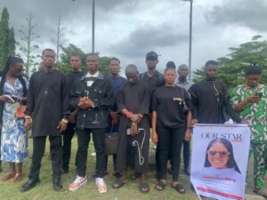 Akwa Poly students mourning their departed colleague Emem Jimmy
