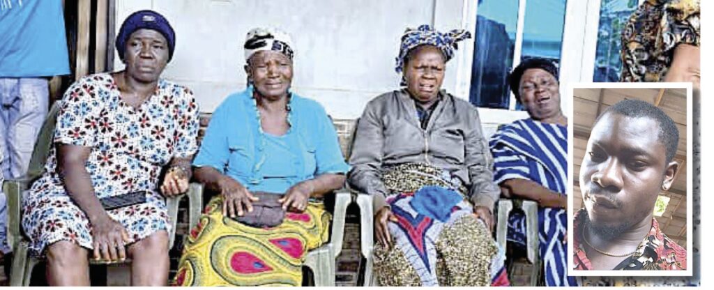 • Bereaved mother with sympathisers. (Inset) Sochima, the deceased