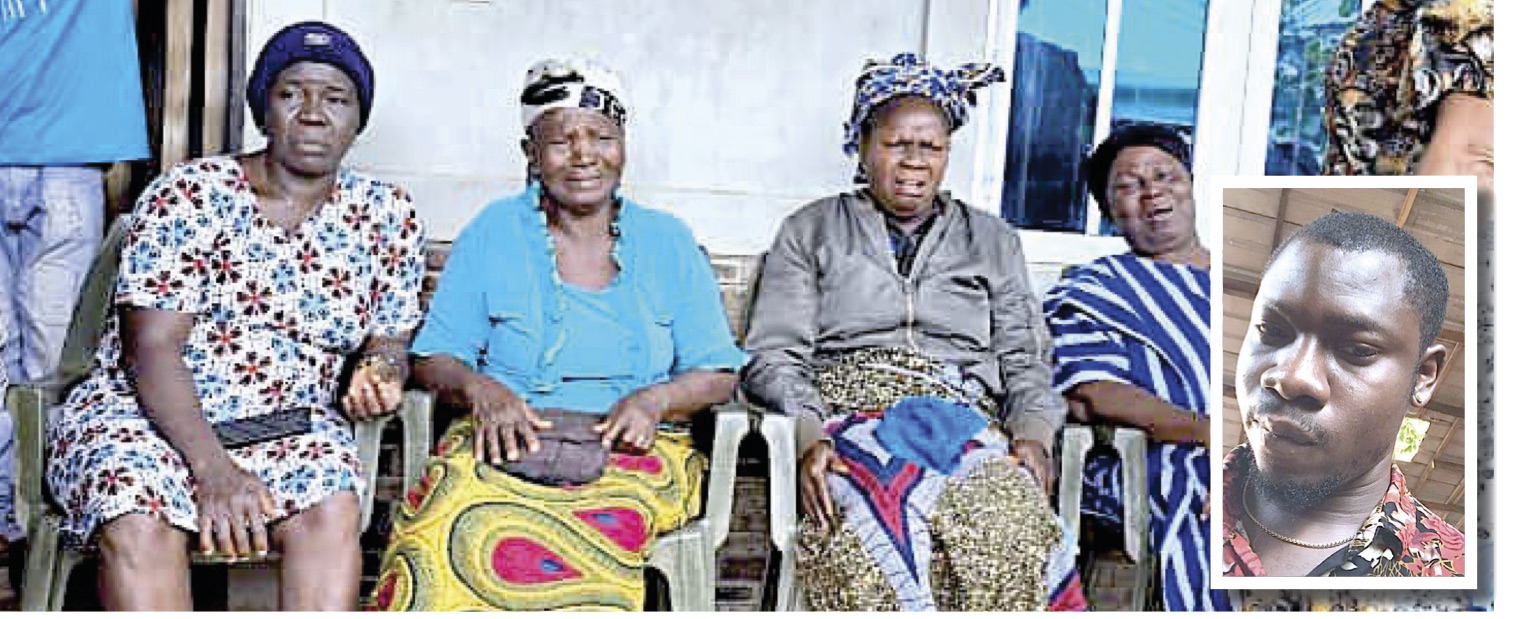 • Bereaved mother with sympathisers. (Inset) Sochima, the deceased