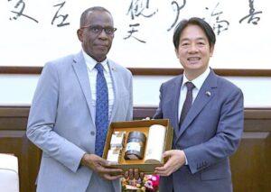 • L-R- St. Lucia Prime Minister Philip Pierre and Taiwan President Chang-Te Lai in Taipei