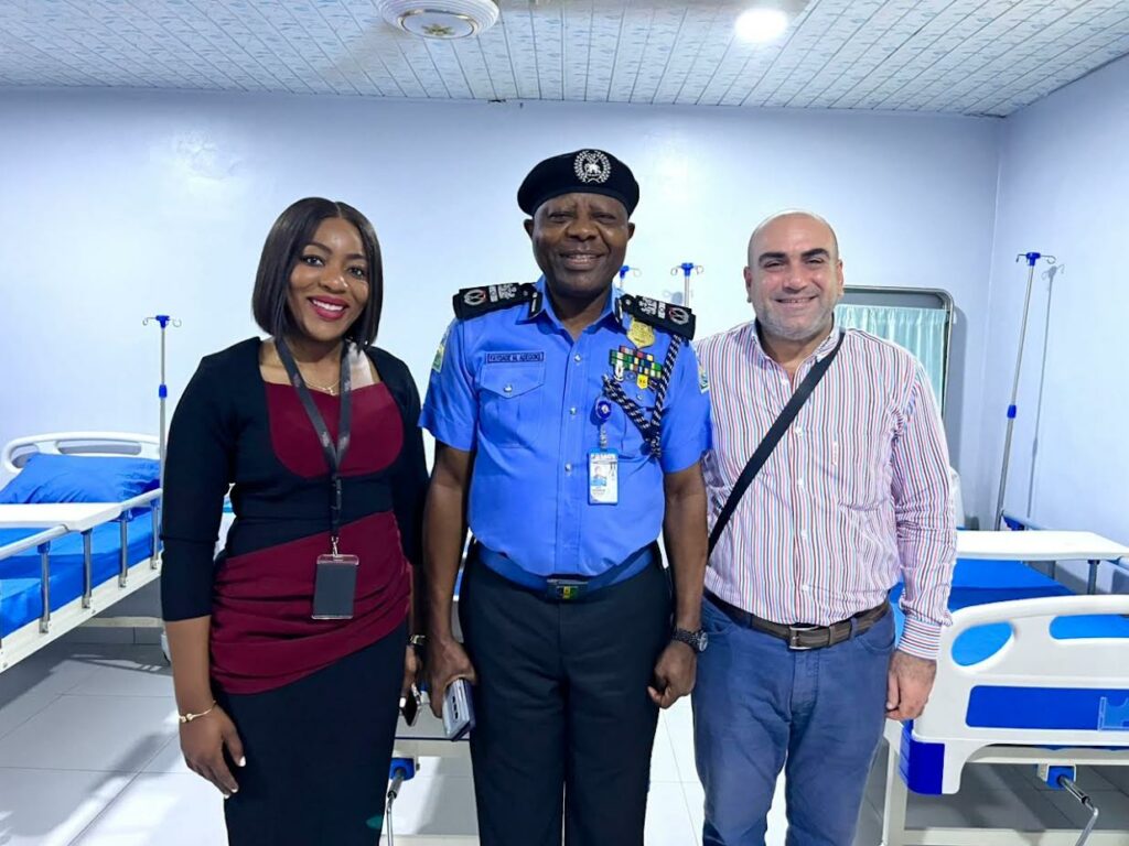 L-R: Mrs. Ufuoma Ilesanmi, Managing Director, Haven Homes; AIG Adegoke Fayoade, Assistant Inspector General, Zone 2 Police Command and Mr. Firas Jaber, Marketing Manager, Monterossa Construction Limited at the handing over of the medical facility refurbished by Haven Homes in Lagos, recently