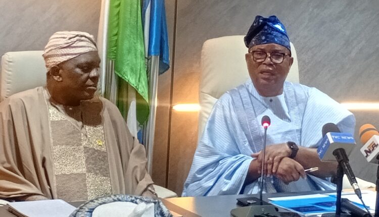 Executive Secretary Nigerian Shippers Council,Dr. Pius Akutah and Chairman , Senate Committee on Transport, Senator Wasiu Eshilokun Sanni during oversight visit by the senators on Thursday in Lagos