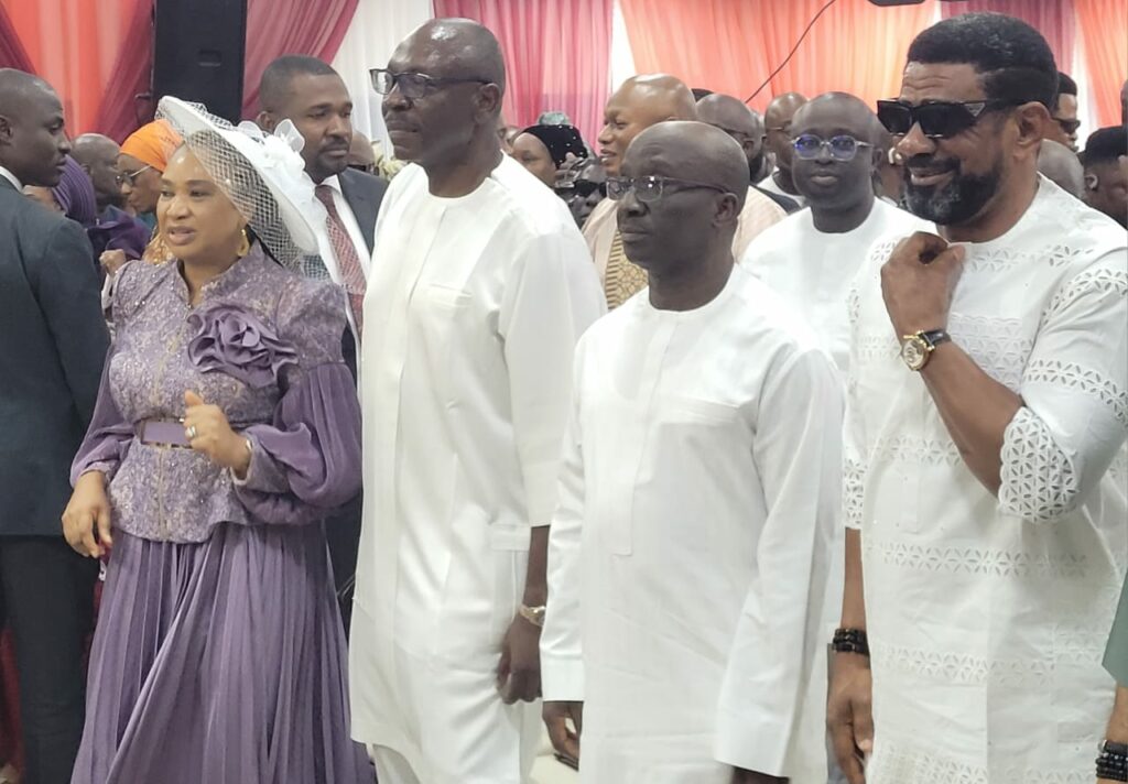 L-R: UBTH CMD, Prof. (Mrs) Idia Ize-Iyamu, Pastor Osagie Ize-Iyamu, Edo State Governor, Senator Monday Okpebholo and Speaker, Edo State House of Assembly (EDHA), Hon. Blessing Agbebaku during the CMD’s thanksgiving on her appointment held at the Redeemed Christian Church of God in Benin on Sunday, August 24, 2025