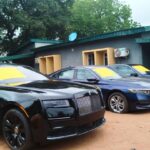 The Rolls Royce and other luxury vehicles intercepted and seized by the operatives of the Ogun 1 Area Command of the Nigeria Customs Service