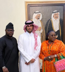 L-R: Prince N. Edwin-Brown, H.E. Sheikh AbdulRahman Althani, Princess Adebowale Odutola.