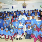 Dingyadi, minister of state for labour and employment, Nkiruka Onyejeocha and some school children at the 2025 Day Against Child Labour Commemoration organised by ILO in Abuja.