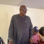 Hon. Felix Akposi addressing stakeholders during the flag off of the Calabar Oban Ekang Road project