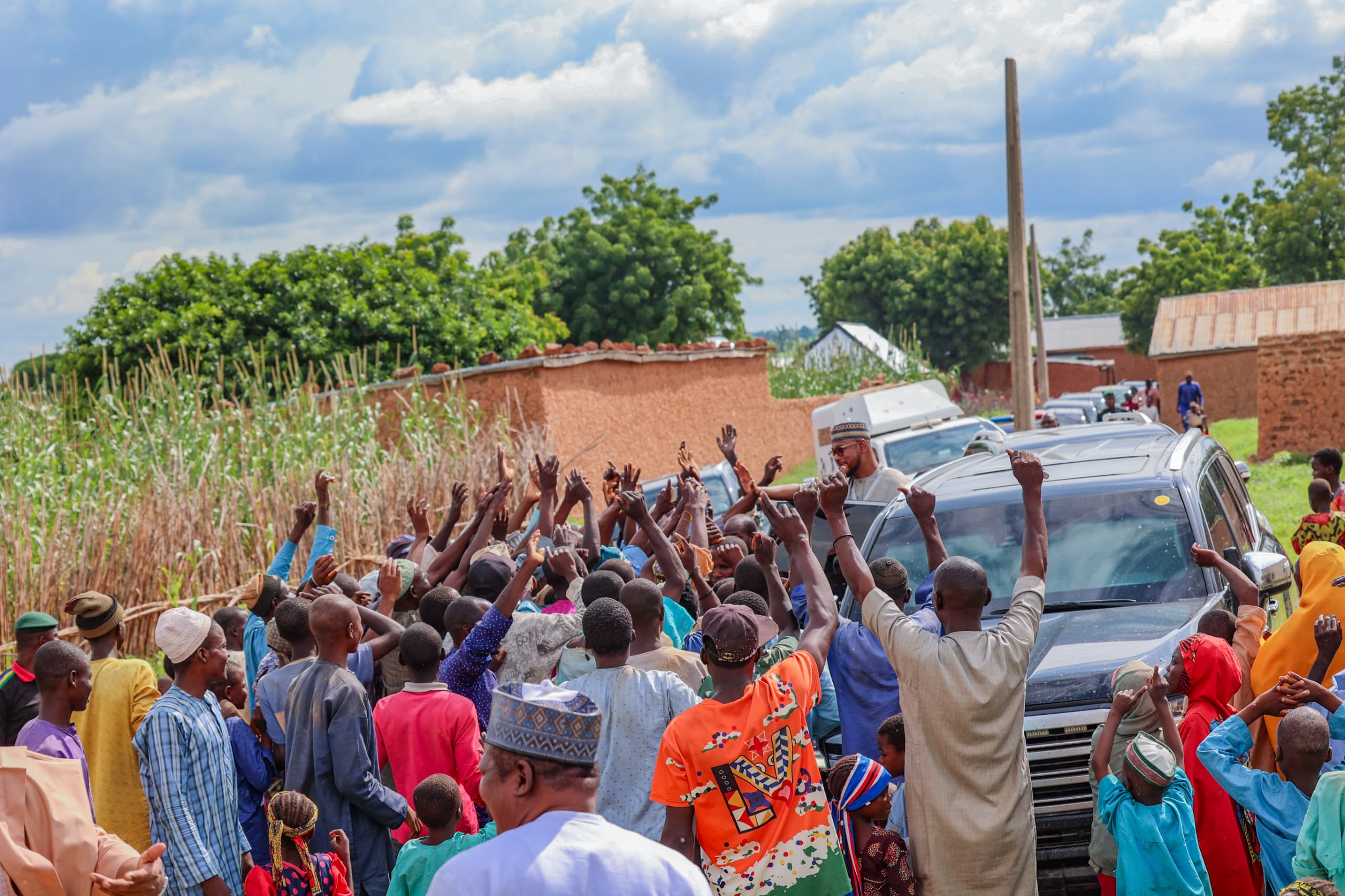 Lawal with residents