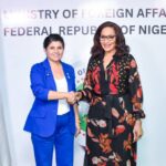 Deputy Minister of Foreign Affairs of the State of Israel, Sharren Miriam Haskel-Harpaz with Nigeria’s Minister of Foreign Affairs Bianca Ojukwu