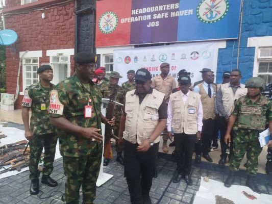 Plateau: Military hands over 220 recovered weapons, 1874 ammunition to centre for control of arms