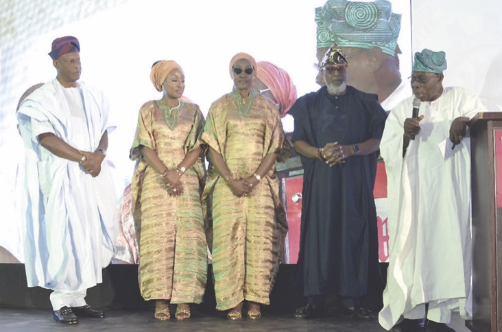 Obasanjo speaking at the book presentation