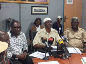 Prof. Olusiji Sowande, Prof. Adesola Nassir and Prof. Adelaja Odukoya at ASUU Lagos Zone media briefing