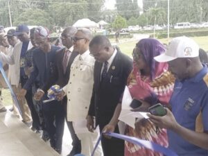 Prof. Udoh commission Senate Building. Inset- The building