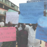 Petty traders during the protest in Aba