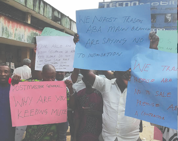 Petty traders during the protest in Aba