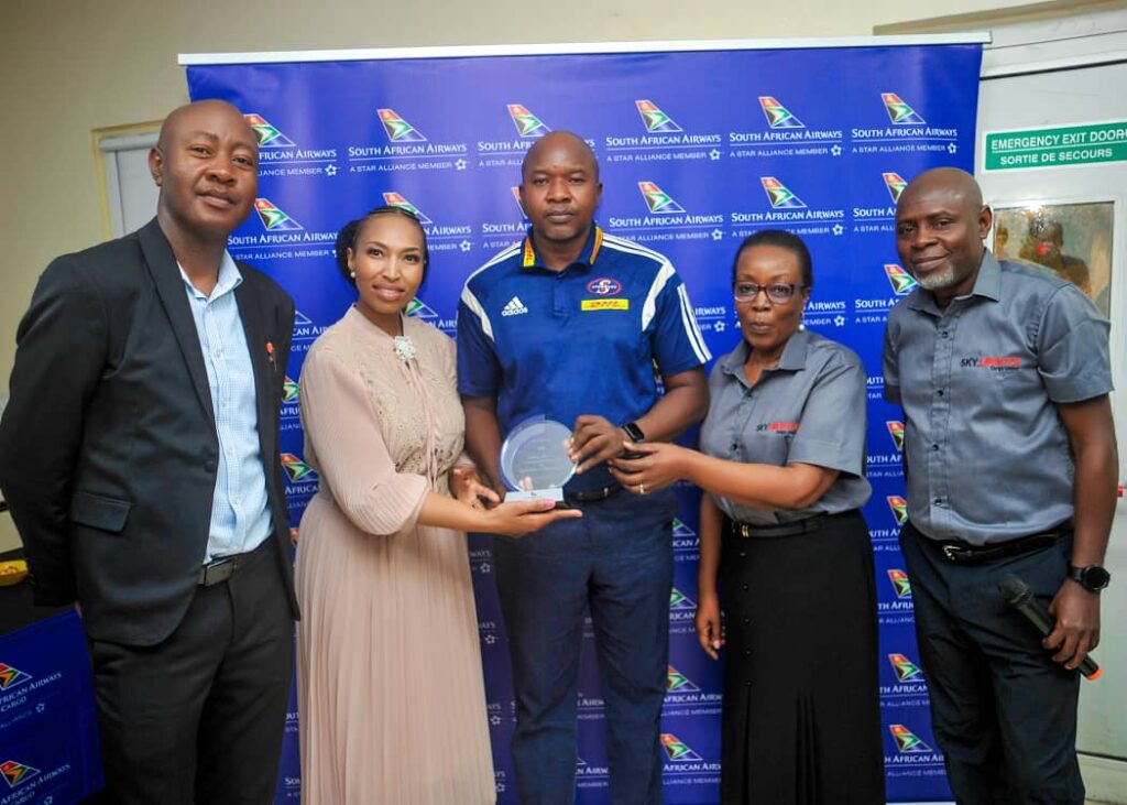 Officials of SAA presenting an award to a cargo agent during its customer engagement forum in Lagos