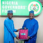 Executive Vice Chairman and CEO of NCC, Aminu Maida, and NGF’s DG Abdulateef Shittu, during a courtesy visit to NGF Secretariat