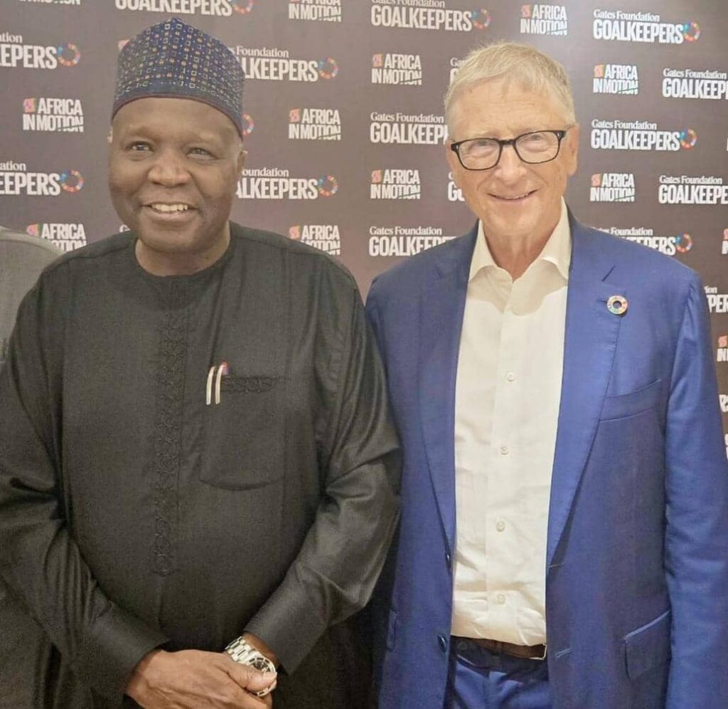 Gombe Governor Muhammad Inuwa Yahaya with Bill Gates