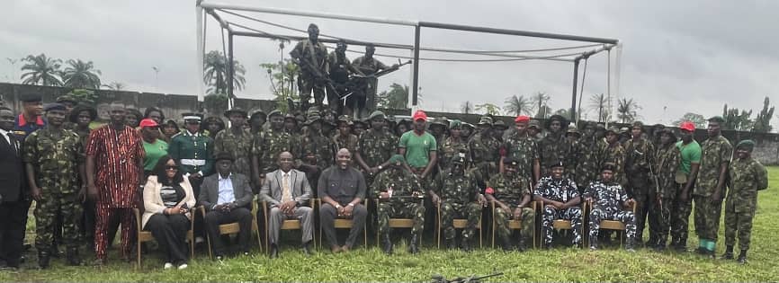 Commander 63 Brigade/Headquarters Sector 1 Joint Task Force South- South OPDS, Brigadier General Moronfolu Shonibare, (seated middle) flanked by invited dignitaries and graduating soldiers at the event held in Effurun, weekend