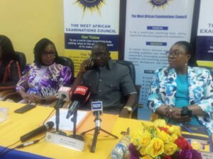 Dr. Dangut (middle) addressing newsmen