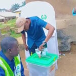 Folajinmi Oyekunle, the PDP candidate, casting his vote in Ibadan,  Oyo State