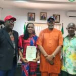 from left; Emeka, Udoamaka, Chief Asogwa and Mr. Iyioke at the council chairman’s office.