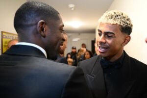 Ousmane Dembele and Lamine Yamal at the 2025 Ballon D’Or