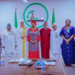 4th from the left, Hadiza Usman, SA to the President on Policy and Coordination, Chairman/ CEO NiDCOM, 5th Hon. Dr. Abike Dabiri-Erewa, 6th Secretary to NiDCOM, Sule Bassi, and other members of staff, after a strategic meeting on prioritizing Diaspora Engagement for National Development
