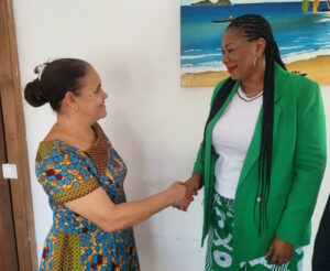 First Lady of Sao Tome and Principe,  Her Excellency, Maria De Fatima Vila Nova (left) receiving UTA Nigeria Country President,  Amb Abigail Amalaha