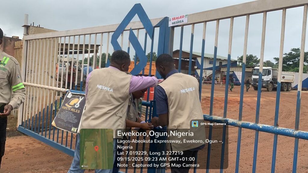NESREA Sealing a facility in Ogun State
