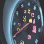 A dashboard showing some warning icons