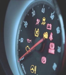 A dashboard showing some warning icons