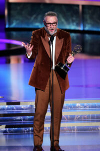 Actor Seth Rogen with his Emmy Award