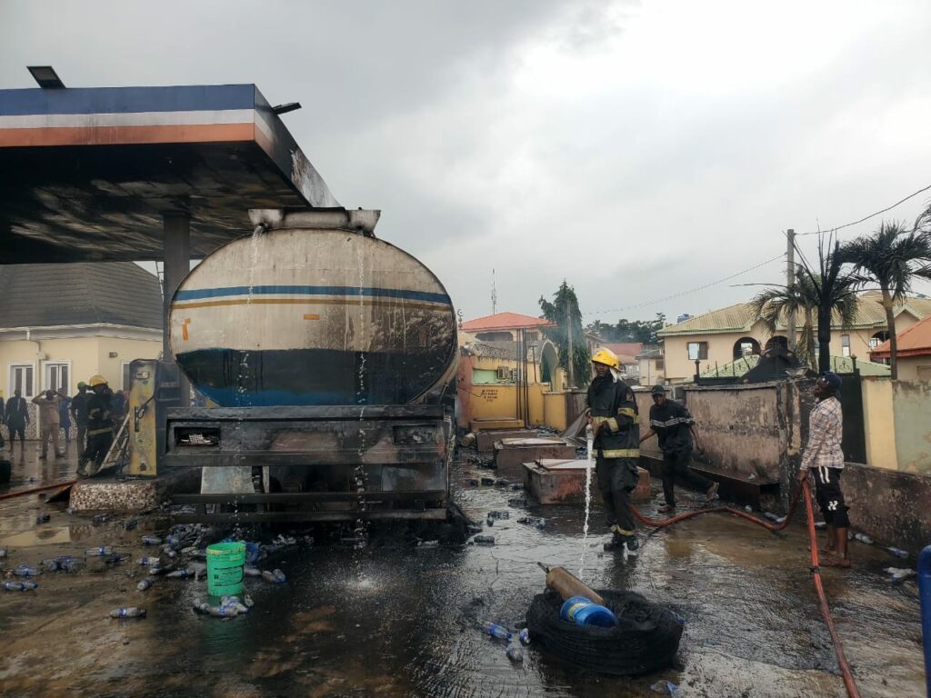 Fire guts A1 Petroleum Filling Station, Ikorodu in Lagos