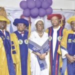 L-R- Director of Programme, Lolu Ojo; Baale; Lady Joan Atueyi, widow of Atueyi; Prince Adelusi-Adeluyi, and Vice-president, Alhaji Ahmed Yakasai, at the event.