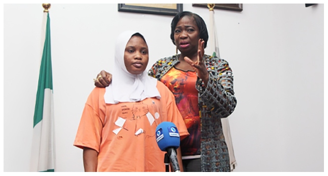 Mercy Oluwagbenga (L) with NiDCOM CEO Abike Dabiri-Erewa