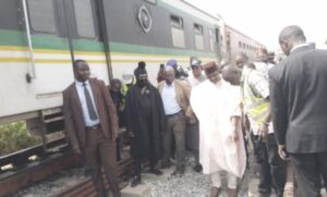 The Minister of Transportation, Saidu Alkali, during inspection of the accident site