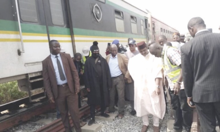 The Minister of Transportation, Saidu Alkali, during inspection of the accident site