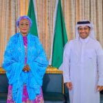 First Lady of Nigeria, Oluremi Tinubu with the Ambassador of the State of Quatar to Nigeria, Dr Ali Bin Al-Hajri during his visit to the First Lady at the State House Abuja on Wednesday 17th September, 2025