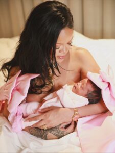 Rihanna with her baby girl